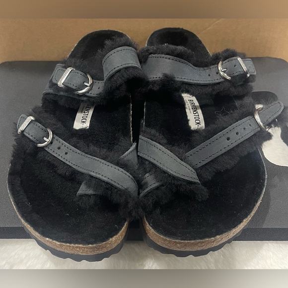 Birkenstock Women Mayari Shearling - Natural Leather Oiled - Size 37 / Ladies 6 - Picture 1 of 5